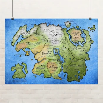 Постер Тамріель, карта, Tamriel, Elder Scrolls, TES, декор кімнати геймера, A2 43×60 см (id6586)