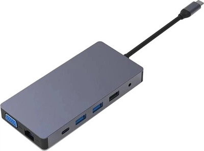 Hub USB ExtraDigital USB Type-C - 2xHDMI, VGA, LAN, 3xUSB 3.0 Type-A, SD, TF, USB Type-C PD100W (CA916689)
