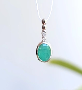 Серебряная подвеска с бериллом и цирконием P600/м-бр