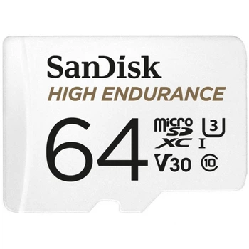 Карта памяти SanDisk 64GB microSDXC class 10 UHS-I U3 V30 High Endurance (SDSQQNR-064G-GN6IA) (347277)