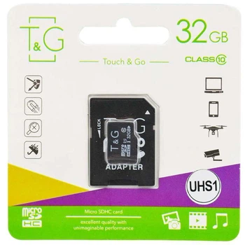Карта пам'яті T&G microSDHC (UHS-1) 32 GB class 10 (з адаптером) (Чорний) (51136)