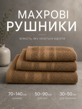 Набор полотенец махровых 3 шт. 70х140 см. 50х90 см. 30х50 см. для ванны душа сауны бани мягкие для тела хорошо впитывают влажную комплект для дома коричневые