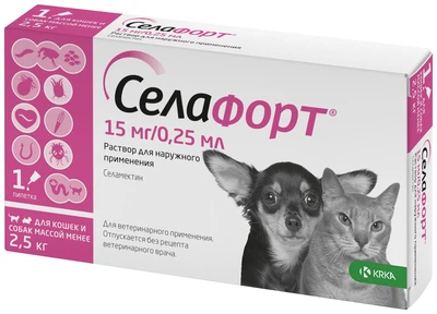 Селафорт краплі для котів/собак до 2,5кг 15мг/0,25мл №1 спот-он Selafort