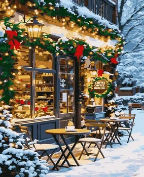 Картина за номерами Artissimo Різдвяне кафе, 40 х 50 см (PN3260) (Без коробки)