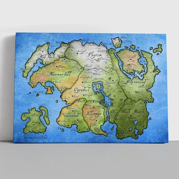 Інтер'єрна картина Тамріель, карта, Tamriel, Elder Scrolls, TES, декор кімнати геймера, 30×42 см (id6586)