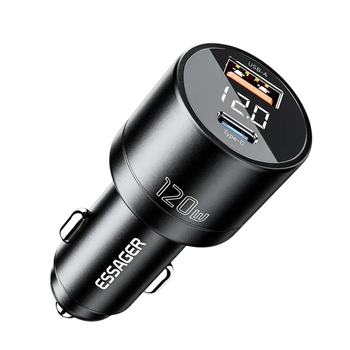 Автомобільний зарядний пристрій Essager 120W PD 3.0 + QC 4.0, USB-A + USB-C, швидка зарядка для iPhone 15/14, Samsung та інших смартфонів