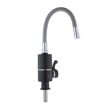 Проточний кран-водонагрівач з гнучким виливом для кухні Lidz Warm 064 LDWAR064GRE49094 Black/Grey