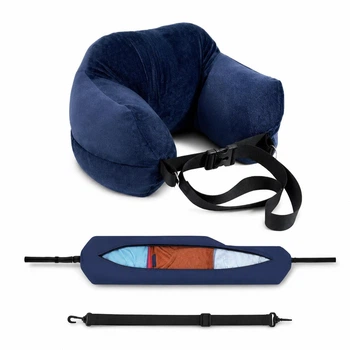 Темно-синя подушка-сумка для подорожей Travel Pillow Bag 2в1