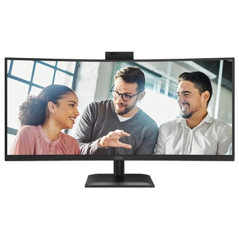 Монитор AOC 34" CU34E4CW, WQHD, VA, 120Гц, изгн., 2xHDMI, DP, USB-C, RJ-45, USB-hub, CAM, HAS