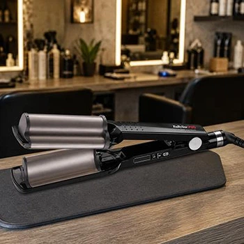 Плойка-гофре тройная BaBylissPRO Hi-Def Waver 19 мм с ионизацией и титано-турмалиновым покрытием для парикмахеров (ETT964ZBAB)