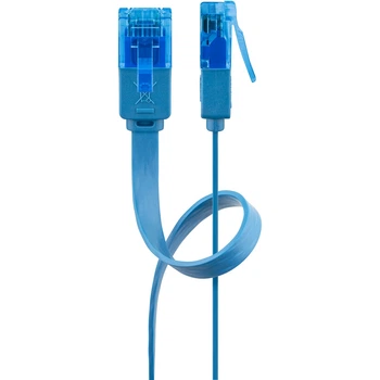 Патч-корд Goobay RJ45 UTP6a 1.0m patch AWG30 Flat OD=1.5x6.0mm Cu синій(75.09.6306)