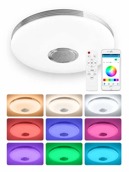 Люстра світлодіодна стельова RGB з Bluetooth колонкою стельова світлодіодна лампа з пультом з RGB підсвічуванням та динаміком смарт люстра з будильником світломузикою лампа з динаміком 60W