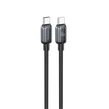 Кабель Foneng X119 1M Zinc Alloy Head Braided Cable (60W) Type-C to Type-C (60W) чорний