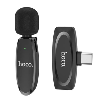 Беспроводной петличный микрофон USB-C Hoco L15 Black (6931474789037)