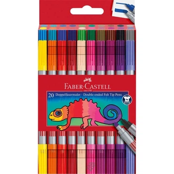 Фломастеры Faber-Castell двухсторонние Double-ended Fibre tip, 20 цветов (28023)