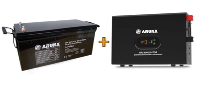 Комплект ARUNA ДБЖ UPS 3000/24 TOR та LFP 100-25,6B (2560Wh, BMS)