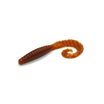 Твистер Bait Breath Curly Grub 3,5" Ur23 Тыква/красный силикон 10 шт