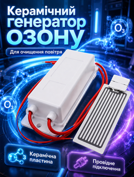 Очиститель-ионизатор воздуха для дома с керамической озоновой пластиной тихий режим 220 В выход озона 10 г настенный и настольный