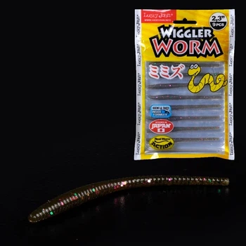 Їстівні силіконові приманки Wiggler Worm 2,3" S21 9 шт креветочний запах (набір 9 шт)