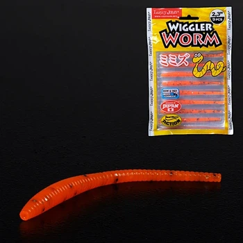 Слаги їстівні силіконові Wiggler Worm 2,3" креветковий запах 9 шт колір 156 (набір 9 шт)