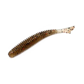 Слаг Bait Breath Fish Tail Ringer 2" 142 Green Pumpkin/Black Red Flake 10 шт (набір 10 шт)