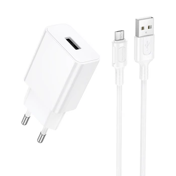 Мережевий зарядний пристрій BOROFONE BA110A Lemi single port charger set (Micro) (EU) White (6941991126956)