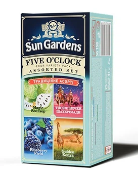 Чай ассорті "Five o`clock assorted set" 25 пакетів, Sun Gardens(4 види чаю)