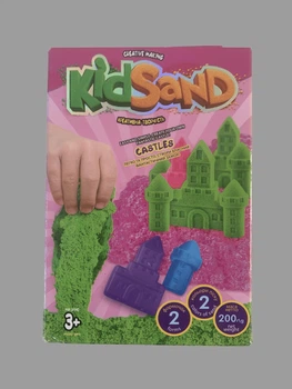 Набор креативного творчества Danko Toys кинетический песок "KidSand" KS-05-01U,02U,03U...08U коробка мини 200 г зеленый с розовым