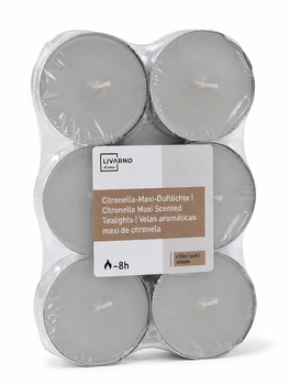 Набір ароматичних свічок Livarno Citronella Maxi, 6 шт, час горіння ≈8 год, Ø5,5 см
