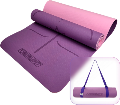 Коврик для йоги и фитнеса EasyFit Polarity Padma EF-A19241s-VP с ремнем Фиолетово-розовый (56003636)