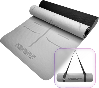 Коврик для йоги и фитнеса EasyFit Polarity stone EF-A1924s-GYBK с ремнем (56003717)