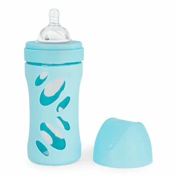 Стеклянная антиколиковая бутылочка Twistshake 260 мл 2m+ с силиконовой соской голубой (78583)