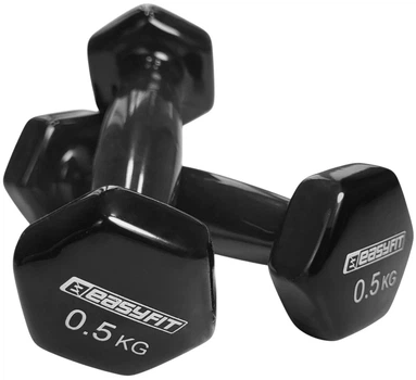Гантель для фитнеса EasyFit 0.5 кг 1 шт. с виниловым покрытием цельная литая неразборная Черная (EF-0005-V) (56003010)