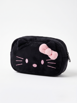 Пенал шкільний м'який Hello Kitty плюшевий косметичка для дівчаток та підлітків 21х11 см Чорний