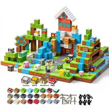 Магнитный конструктор в стиле Minecraft Magnetic Живые камни 520 деталей