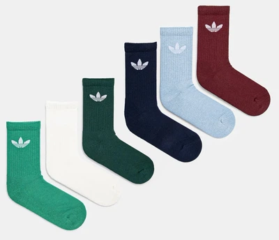 Шкарпетки Adidas TR CREW S 6 пар XL (46-48) 65% бавовна зелений, білий, блакитний, чорний, темно-зелений, бордовий
