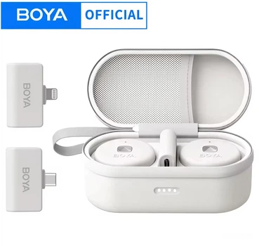 Петличный микрофон BOYA Omic U с зарядным кейсом и 2 адаптерами USB-C и Lightning, Белый (5257202)