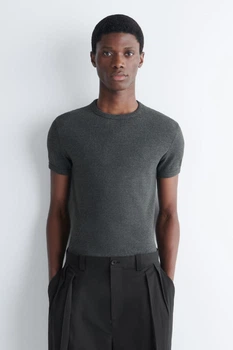 Футболка чоловіча COS slim ribbed cotton t-shirt 1229297010 XS Темний сірий