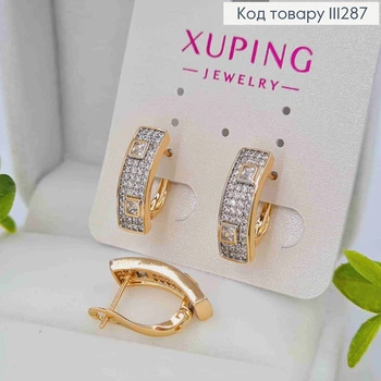 Серьги украшены камешками, размером 1,8см, английская застежка, Xuping 18K.