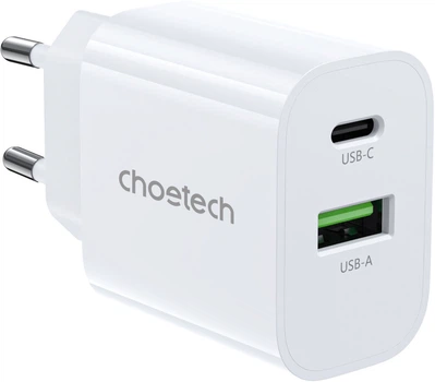 Сетевое зарядное устройство CHOETECH PowiX USB-A/USB-C PD 30W White (PD9009-EU-WH)