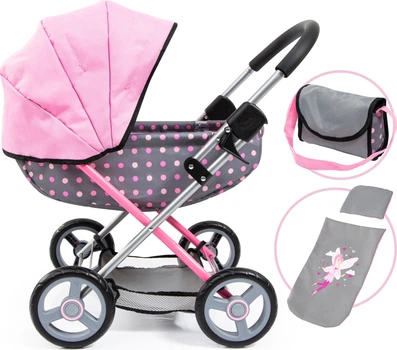 Wózek głęboki dla lalki Bayer Cosy 70 cm Pink/Grey (4003336127669)