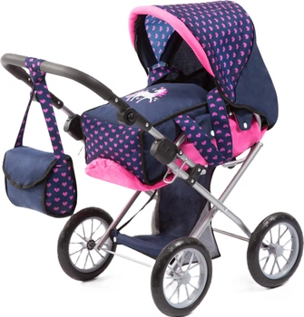 Коляска для ляльки Bayer Jogger Dolls Pram With Pink Hearts & Unicorn з аксесуарами 50 см (4003336136548)