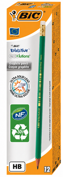 Олівці прості "BIC" Evolution (уп.12шт) /8803323/924/ 655 HB з гумкою
