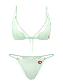 Комплект белья Victoria's Secret бралетт и трусики тонг 1160748156 (Зеленый S)