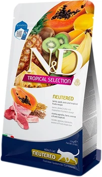 Сухий низькозерновий корм для стерилізованих дорослих котів Farmina N&D Tropical Selection Neutered з ягням і тропічними фруктами, 1,5 кг