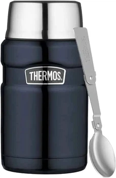 Пищевой термоконтейнер Thermos 710 для походов с широкой горловиной и складной ложкой Dark blue