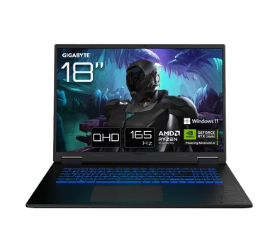 Ноутбук Ноутбук для ігор Gigabyte Gaming A18 3VHK3EEC93SH 18" 165Гц R7 260 16ГБ ОПЕРАТИВНОЇ ПАМ'ЯТІ 512ГБ Диск SSD RTX5060 DLSS4 Win11 Чорний Функції ШІ