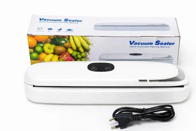 Вакууматор Vacuum Sealer для продуктов с дисплеем, 90 Вт, 60 кПа, белый, для мяса и готовых блюд