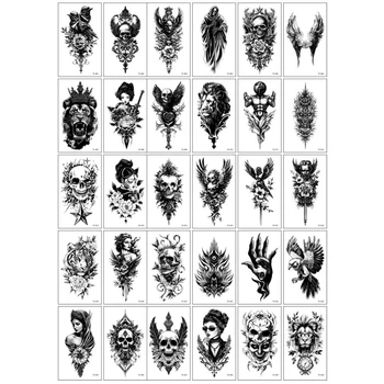 Набор "Черные мини №6" из 30 черных временных тату по 9,5*5,5 см (black-tattoo-mini-set-6-TC-30)