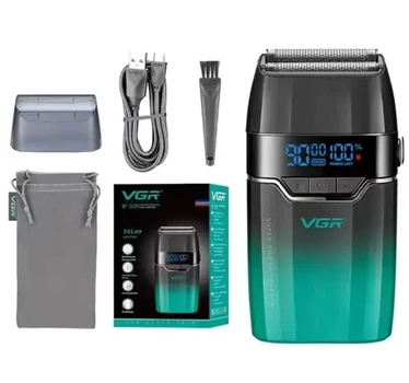 Електробритва VGR V-308 GREEN шейвер, подвійне лезо, 9000 RPM, LED дисплей